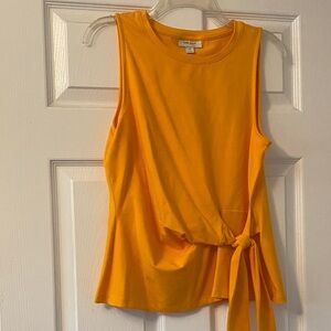 Gold Sleeveless Tie Front Tank Top